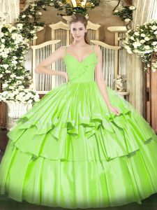 Sleeveless Zipper Floor Length Ruffled Layers Quinceanera Gown