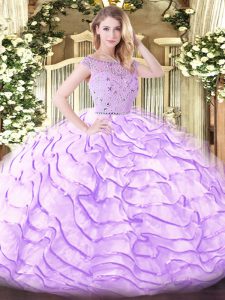 Ball Gowns Sleeveless Lavender Sweet 16 Dresses Sweep Train Zipper