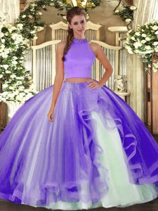 Modern Sleeveless Beading and Ruffles Backless Quinceanera Gowns