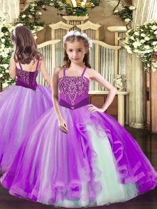 Excellent Sleeveless Beading Lace Up Little Girl Pageant Gowns