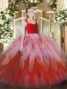 Superior Straps Sleeveless Organza Quinceanera Dresses Ruffles Zipper