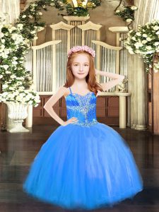 Cute High Low Ball Gowns Sleeveless Blue Pageant Dresses Lace Up