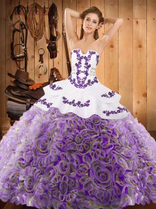 With Train Multi-color 15th Birthday Dress Strapless Sleeveless Sweep Train Lace Up