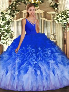 Ideal Multi-color Backless Sweet 16 Dresses Ruffles Sleeveless Floor Length