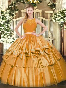 Great Tulle Sleeveless Floor Length Quinceanera Dress and Ruffled Layers