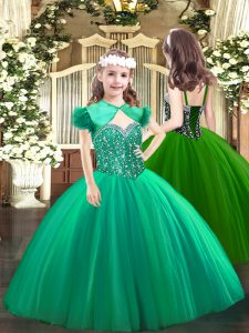 Best Turquoise Winning Pageant Gowns Party and Quinceanera with Beading Straps Sleeveless Lace Up