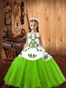 Custom Fit Straps Sleeveless Lace Up High School Pageant Dress Yellow Green Organza