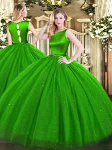 Sleeveless Clasp Handle Floor Length Belt Quinceanera Gown