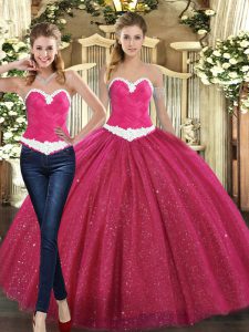 Ruching Quinceanera Gowns Fuchsia Lace Up Sleeveless Floor Length