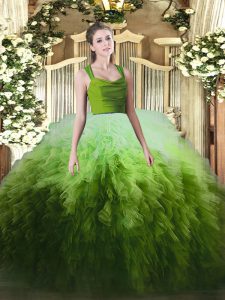 Admirable Ruffles Sweet 16 Dresses Multi-color Zipper Sleeveless Floor Length