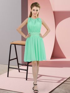 Hot Selling Empire Damas Dress Apple Green Scoop Chiffon Sleeveless Knee Length Zipper