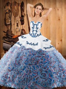 Multi-color Sleeveless Sweep Train Embroidery With Train Quinceanera Dress