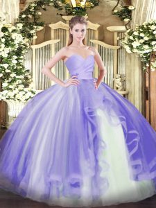 Lavender Sleeveless Ruffles Floor Length Sweet 16 Dress