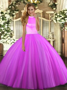 New Arrival Sleeveless Floor Length Beading Backless Sweet 16 Dresses with Rose Pink and Lilac
