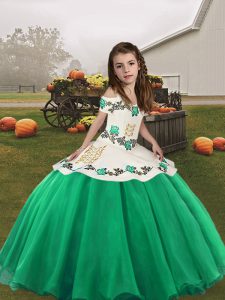 Organza Sleeveless Floor Length Little Girls Pageant Gowns and Embroidery