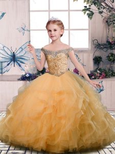 Pretty Sleeveless Beading and Ruffles Lace Up Little Girls Pageant Dress Wholesale