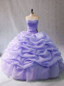Customized Ball Gowns Ball Gown Prom Dress Lavender Strapless Organza Sleeveless Lace Up