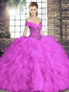 Graceful Floor Length Lilac Quinceanera Dresses Off The Shoulder Sleeveless Lace Up
