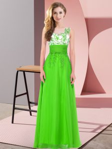 Fancy Appliques Damas Dress Backless Sleeveless Floor Length