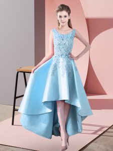 Charming Aqua Blue Scoop Zipper Lace Quinceanera Court Dresses Sleeveless
