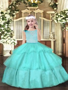 Scoop Sleeveless Organza Pageant Gowns For Girls Beading Zipper
