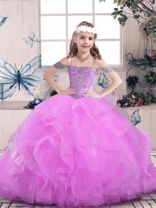 Sleeveless Beading Lace Up Custom Made Pageant Dress