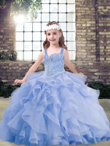 Elegant Sleeveless Beading and Ruffles Lace Up Little Girls Pageant Dress Wholesale