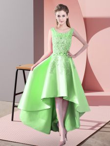 Super Yellow Green Sleeveless Zipper Quinceanera Court of Honor Dress for Wedding Party