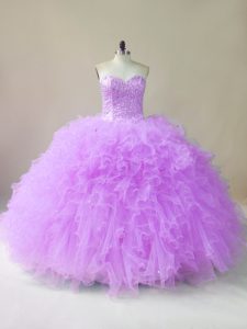 Spectacular Tulle Sleeveless Floor Length Sweet 16 Dresses and Beading and Ruffles
