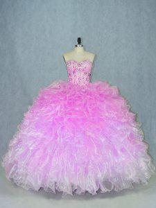 Beauteous Sleeveless Beading and Ruffles Lace Up Quinceanera Dress
