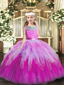 Stunning Floor Length Multi-color Winning Pageant Gowns Tulle Sleeveless Lace and Ruffles