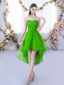 Flare Green Dama Dress for Quinceanera Wedding Party with Lace Sweetheart Sleeveless Lace Up
