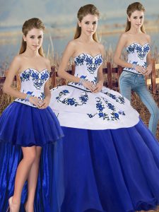 Dynamic Sweetheart Sleeveless Lace Up Quinceanera Gowns Royal Blue Tulle