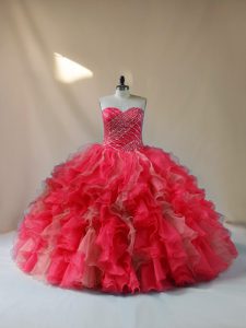 Sweetheart Sleeveless Lace Up Sweet 16 Dress Multi-color Organza