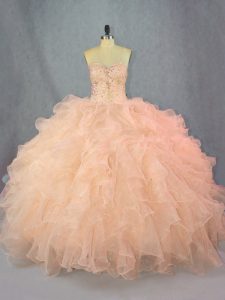 Sleeveless Beading and Ruffles Lace Up Quinceanera Dress