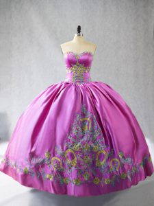 Floor Length Rose Pink 15 Quinceanera Dress Sweetheart Sleeveless Lace Up