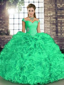 Organza Sleeveless Floor Length Vestidos de Quinceanera and Beading and Ruffles