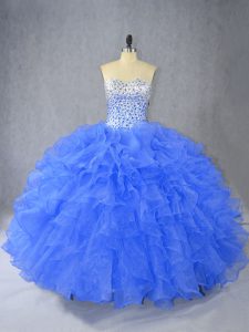 Attractive Organza Sleeveless Floor Length 15 Quinceanera Dress and Beading and Ruffles
