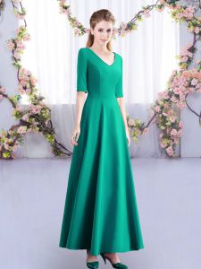 Ankle Length Empire Half Sleeves Turquoise Quinceanera Court of Honor Dress Zipper