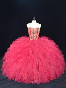 Tulle Sleeveless Quinceanera Dresses and Beading and Ruffles