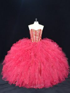 Tulle Sleeveless Quinceanera Dresses and Beading and Ruffles