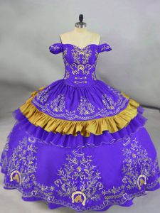Shining Floor Length Ball Gowns Sleeveless Purple Vestidos de Quinceanera Lace Up