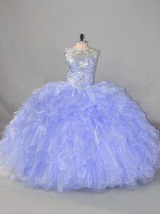 Fantastic Sleeveless Beading and Ruffles Lace Up Sweet 16 Dress