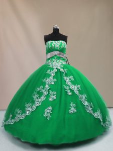 Custom Made Floor Length Ball Gowns Sleeveless Green Quinceanera Dress Lace Up
