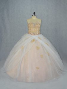 New Style Sleeveless Beading and Appliques Lace Up Sweet 16 Dress