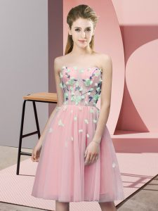 Pink Sweetheart Lace Up Appliques Dama Dress Sleeveless