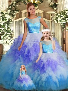 Sleeveless Lace and Ruffles Backless Sweet 16 Dress