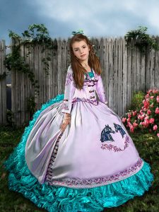 Elegant Ball Gowns Sleeveless White Little Girls Pageant Gowns Sweep Train Lace Up