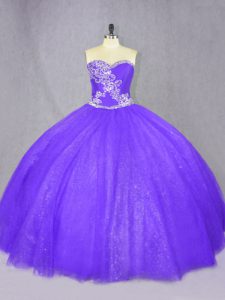 Purple Quince Ball Gowns Sweet 16 and Quinceanera with Beading Sweetheart Sleeveless Lace Up