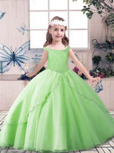 Best Floor Length Pageant Dress Toddler Off The Shoulder Sleeveless Lace Up